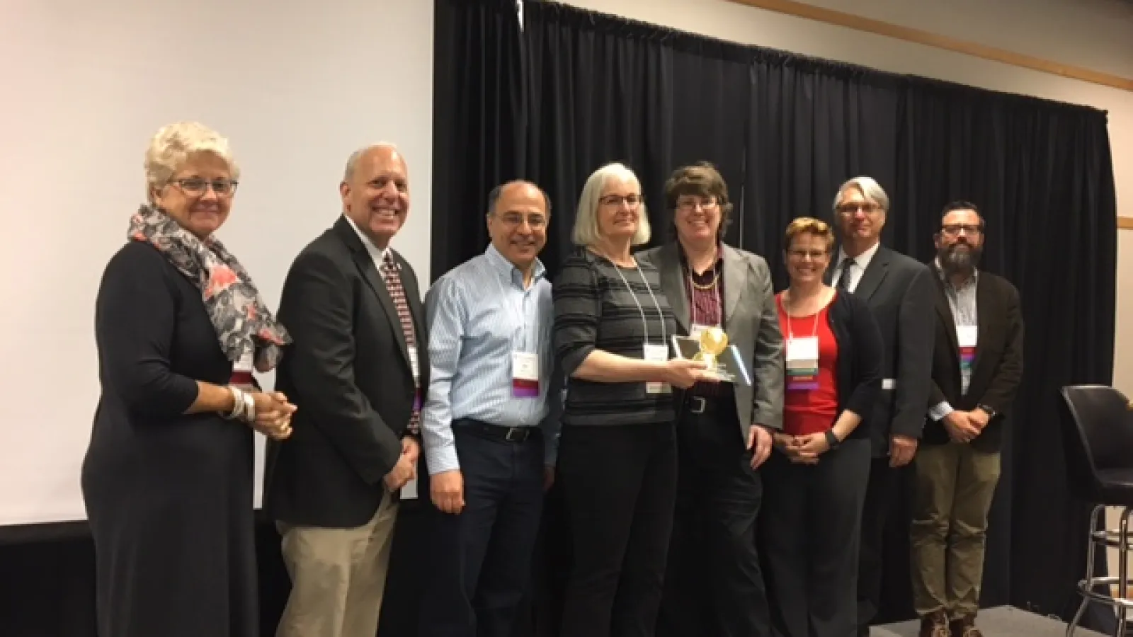 Caroline Breitenberger with 2017 University Academy of Teaching Founders Award and members of the Executive Council of the Academy of Teaching. 
