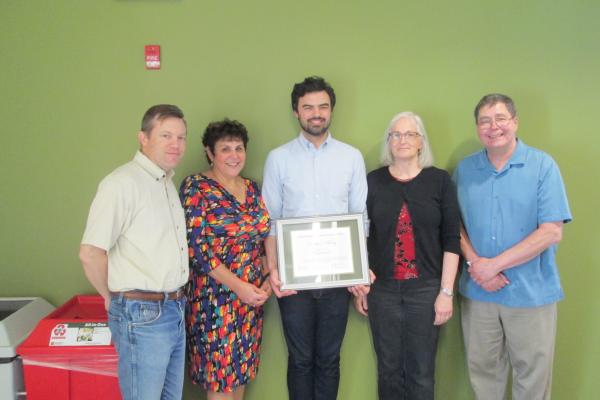 Jonathan Picking with 2016 CLSE TA Award